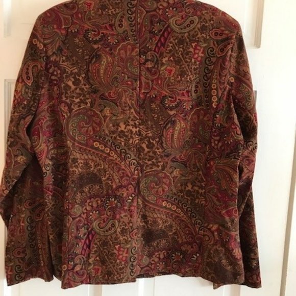 Susan Graver Shirt Jacket Large Brown Paisley - Picture 5 of 6